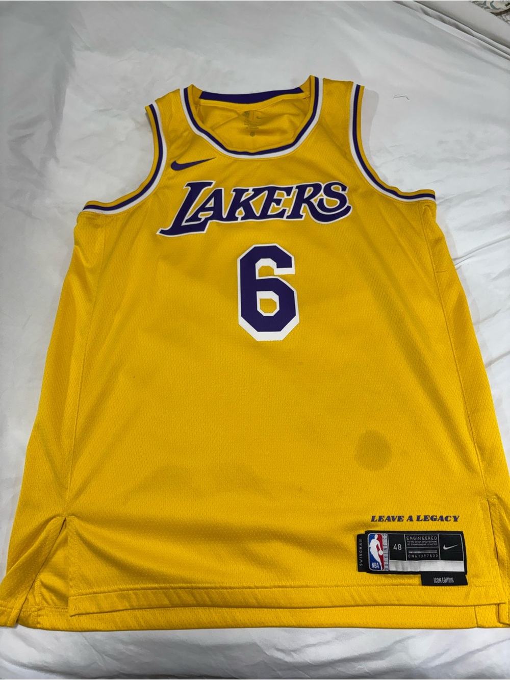 NBA Los Angeles Lakers Yellow and Purple #6 Jersey
